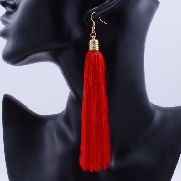 3/$22 Long Tassel Earrings. Red. Bundle - Picture 3 of 8